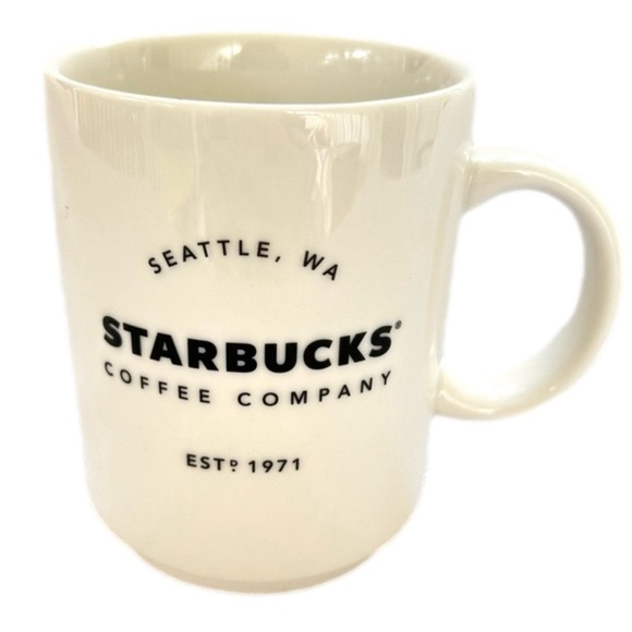 Starbucks 2018 14oz Coffee Mug Seattle Wa Coffee Company White Black - Picture 1 of 6